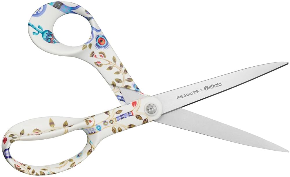 Fiskars Tijeras X Iittala con diseño Taika, Diestras, Longitud 21 cm, Hojas de Acero Inoxidable, Taika Blanco, 1071439