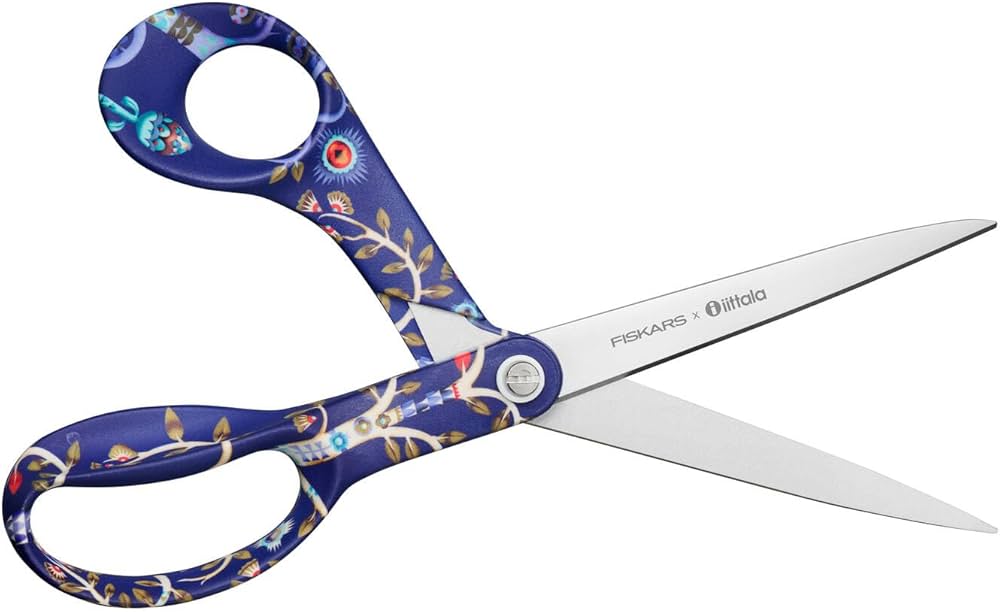 Fiskars Tijeras X Iittala con diseño Taika, Diestras, Longitud 21 cm, Hojas de Acero Inoxidable, Taika Azul, 1071490