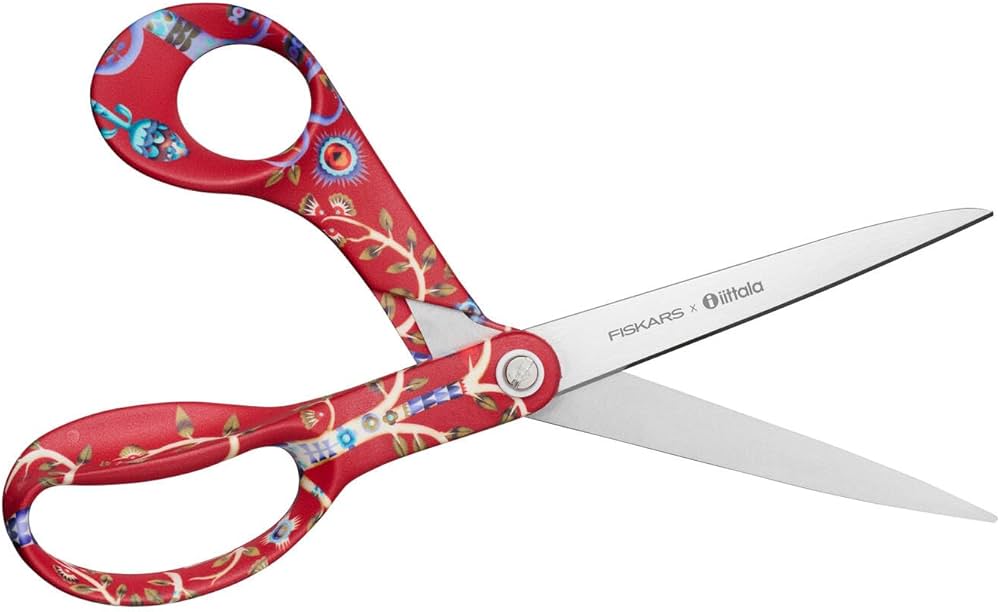 Fiskars Tijeras X Iittala con diseño Taika, Diestras, Longitud 21 cm, Hojas de Acero Inoxidable, Taika Rojo, 1071491