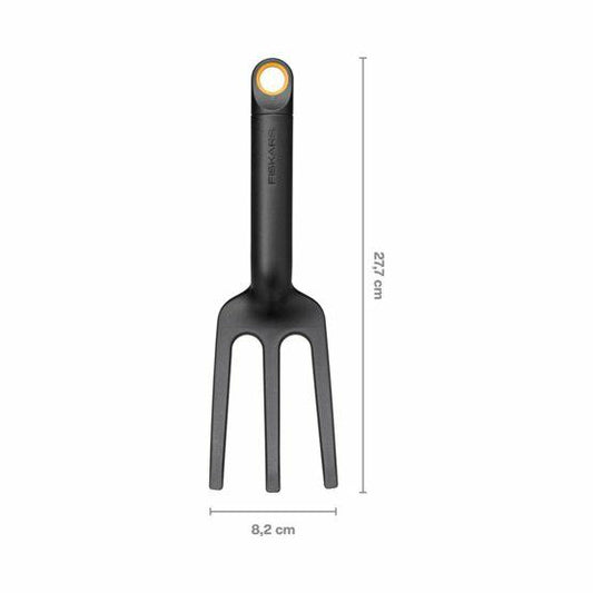 Fiskars Horca para malas hierbas con 3 púas, Longitud: 28 cm, Plástico reforzado con fibra de vidrio, Negro/Naranja, Solid, 1072103