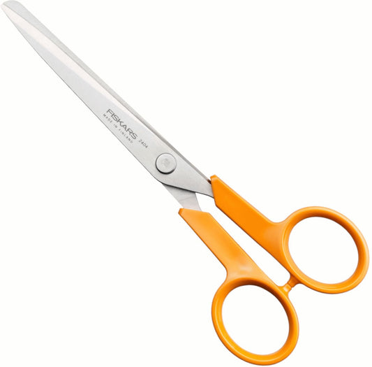 Fiskars Tijeras de cocina universales pequeñas, Diestros y zurdos, Longitud total: 16 cm, Ergonomía del mango mejorada, Hoja de acero inoxidable/Mangos de plástico, Naranja, 1075053