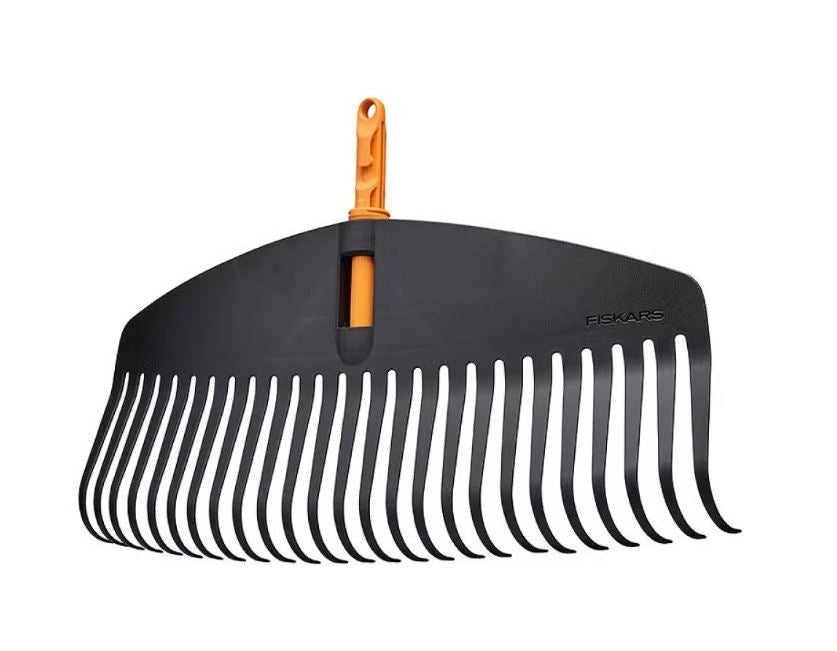 Fiskars OneClick Rastrillo de Hojas L, Accesorio Escoba en Abanico para Jardines Grandes, Cambio sin Esfuerzo en un Clic, Ancho: 51cm, Negro/Naranja, 1080673