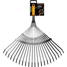 Fiskars OneClick Rastrillo metálico en Abanico, para retirar Musgo y Hojas secas del césped, Fácil de Cambiar en un Clic, Ancho: 42cm, Negro/Naranja, 1080675