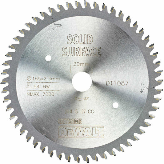 Dewalt DT1087-QZ - Trespa extrema hoja de sierra circular 165 x 20 x 2,3 54 zhw