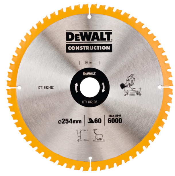 DeWalt - Disco de sierra circular 254 x 30 mm, 60 dientes