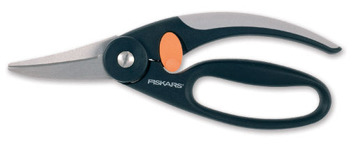 Fiskars Tijeras universales con mango protector SP45, Longitud: 22 cm, Hojas de acero inoxidable/Mango reforzado con fibra de vidrio, Negro/Naranja, 1001533