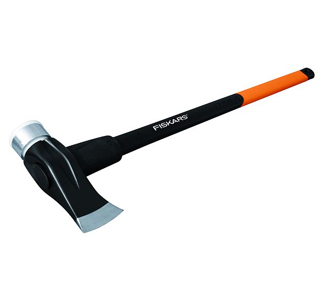 Fiskars Maza y hacha 2 en 1, 3 kg, Con parachoques y superficie anti impactos, Negro/Naranja, 1001703
