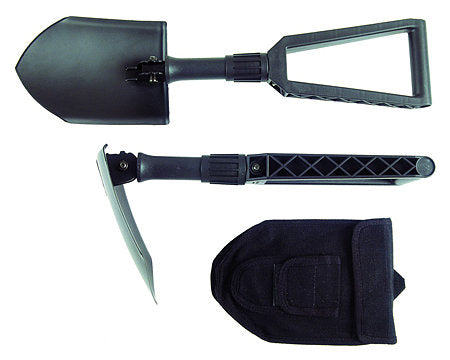 Fiskars Pala plegable para camping y alpinismo, 2 en 1: Pala y pico, Funda de tela incluida, Longitud: 59 cm, Acero al boro templado, Negro, 1000621