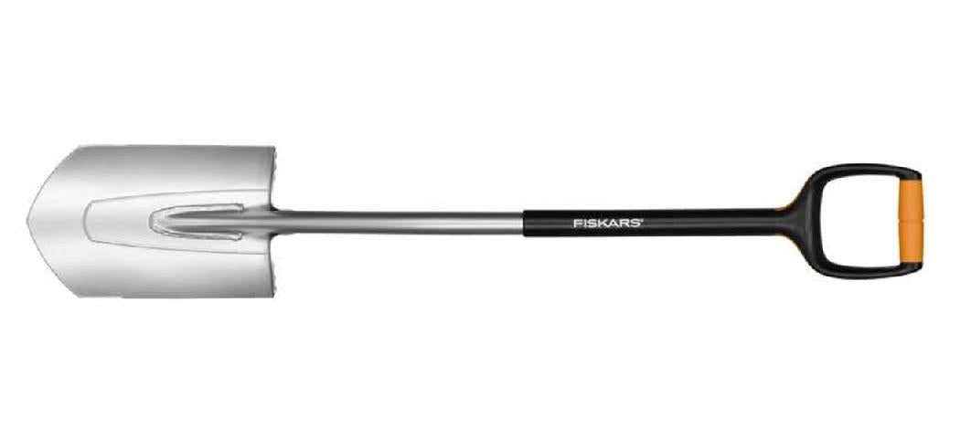 Fiskars Pala de jardín, Borde puntiagudo para suelos duros, Longitud: 108 cm, Negro/Naranja, 1003684