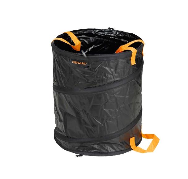 Fiskars Solid Bolsa para jardín con asas, Capacidad: 56 litros, Negro/Naranja, 1015646