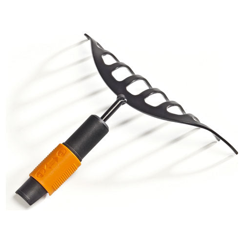 Fiskars Rastrillo de jardinería, 10 dientes, Cabezal de herramienta QuikFit, Largo: 24,5 cm, Acero al carbono, Negro/Naranja, QuikFit, 1000651
