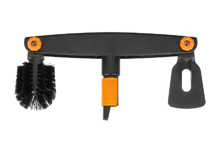 Fiskars Limpiador de canalones, Raspador y cepillo ajustables, Largo: 4,5 cm, Negro/Naranja, 1001414