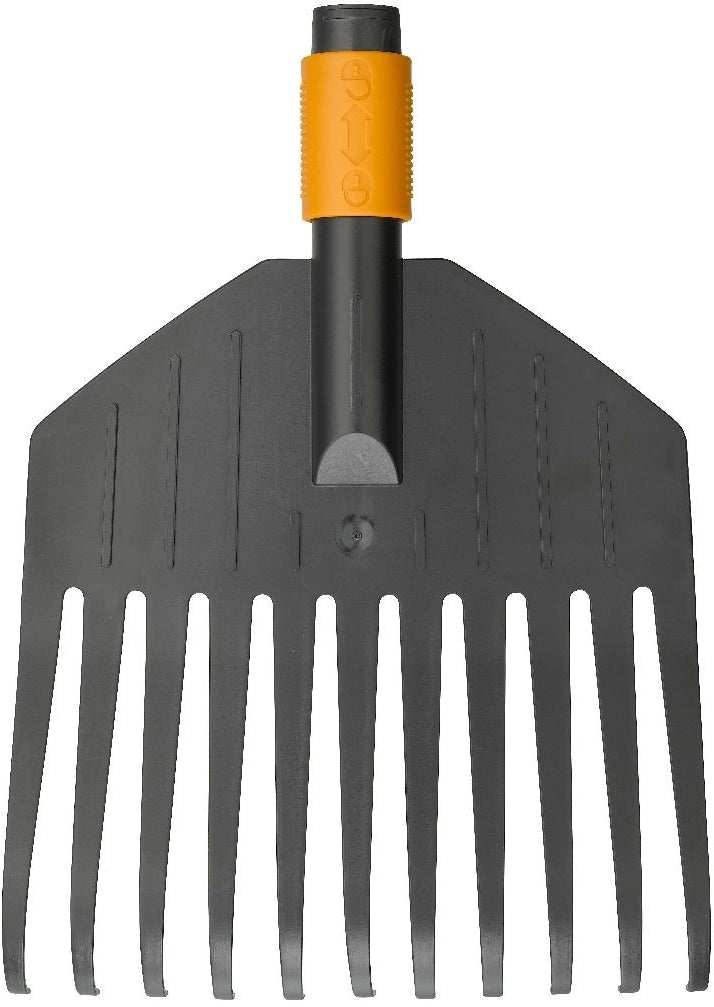 Fiskars Rastrillo pequeño para hojas, cabeza de la herramienta, 11 dientes, Longitud: 21,3 cm, dientes de plástico, Negro/Naranja, QuikFit, 1000659