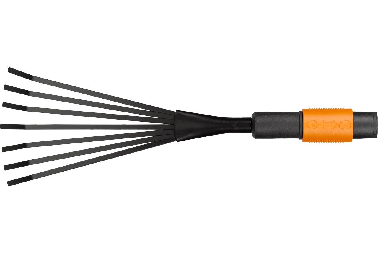 Fiskars Cepillo pequeño para hojas, Cabezal de herramienta QuikFit, 7 dientes, Largo: 12 cm, Dientes de acero, Negro/Naranja, QuikFit, 1001412