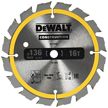 DeWalt DT1946-QZ - Hoja para sierra circular portátil para construcción, 136 x 30 mm, 18D ATB +20º