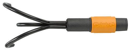 Fiskars Cultivador con 3 dientes, Cabezal de herramienta QuikFit, Longitud: 33 cm, Largo: 9 cm, Dientes de acero al carbono, Negro/Naranja, QuikFit, 1000685