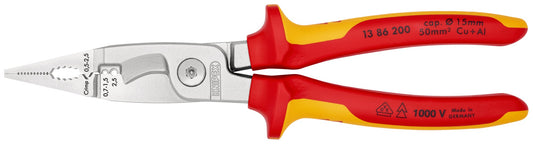 Knipex 13 86 200 - Alicate para instaladores aislado VDE Knipex 200 mm. con mangos bicomponentes