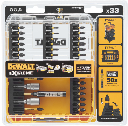 DEWALT Juego de puntas para atornillar en estuche pequeño y resistente (33 piezas) FLEXTORQ, DT70742T-QZ