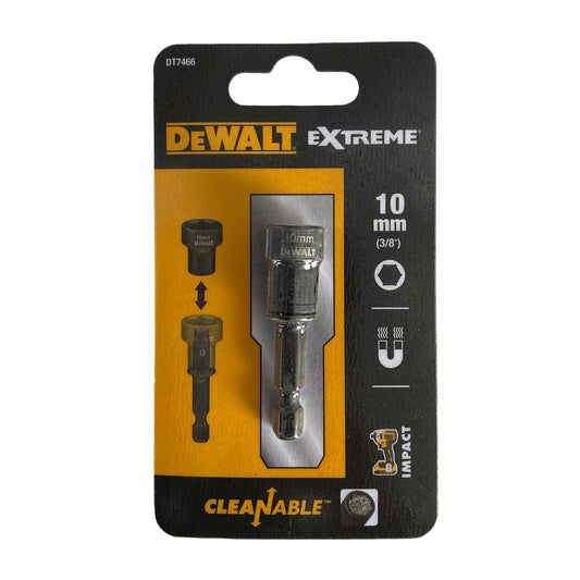 DeWalt DT7466-QZ - Llave de vaso hexagonal magnética de impacto de limpieza fácil 10mm, Plata