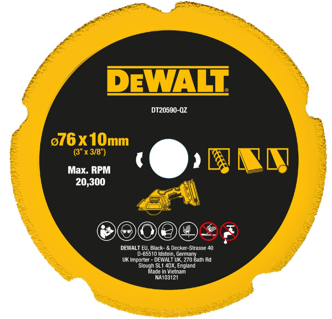 DeWalt - Disco de diamante multimaterial 76 x 9,5 mm, para DCS438