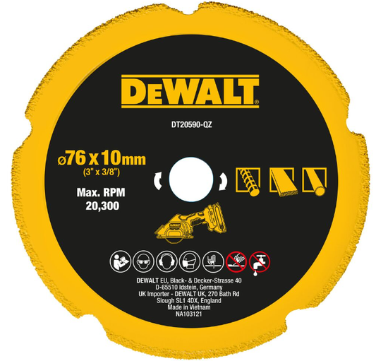 DeWalt - Disco de diamante multimaterial 76 x 9,5 mm, para DCS438