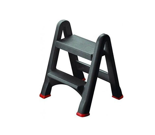 Curver- Escalera plegable, Taburete para el hogar, cocina, trasteros, Con 2 peldaños; 50x17x64 cm; Color Antracita