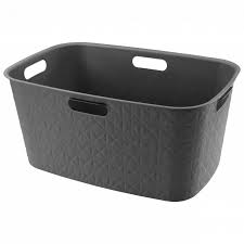 CURVER - Cesta para lavandería Softex 45L, diseño elegante, ligero, apilable y práctico, 70% reciclado, tamaño espacioso, 59 x 39 x 27 cm, gris antracita