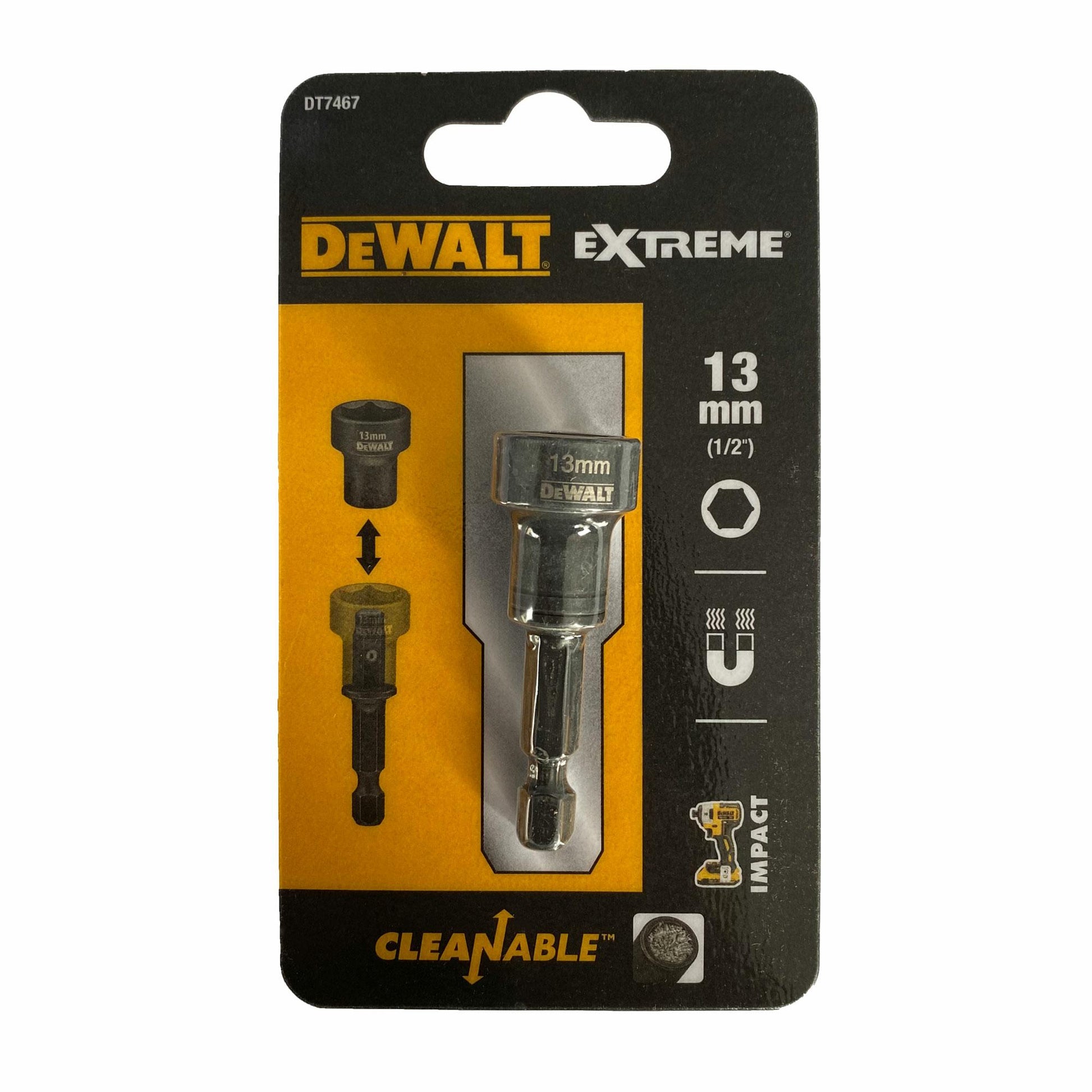 DEWALT DT7467-QZ - Llave de vaso hexagonal magnética de impacto de limpieza fácil 13mm