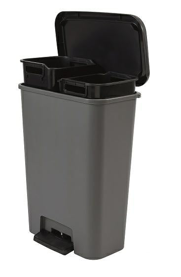Curver Compatta Duo Papelera 23L+23L - Gris/Negro