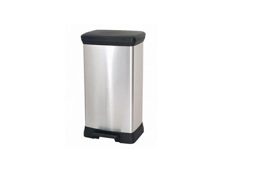 CURVER 187177 - Cubo de Basura con Pedal (50 L, Polipropileno, Metal, 39 x 29 x 73 cm), Polipropileno, metálico(version antigua)