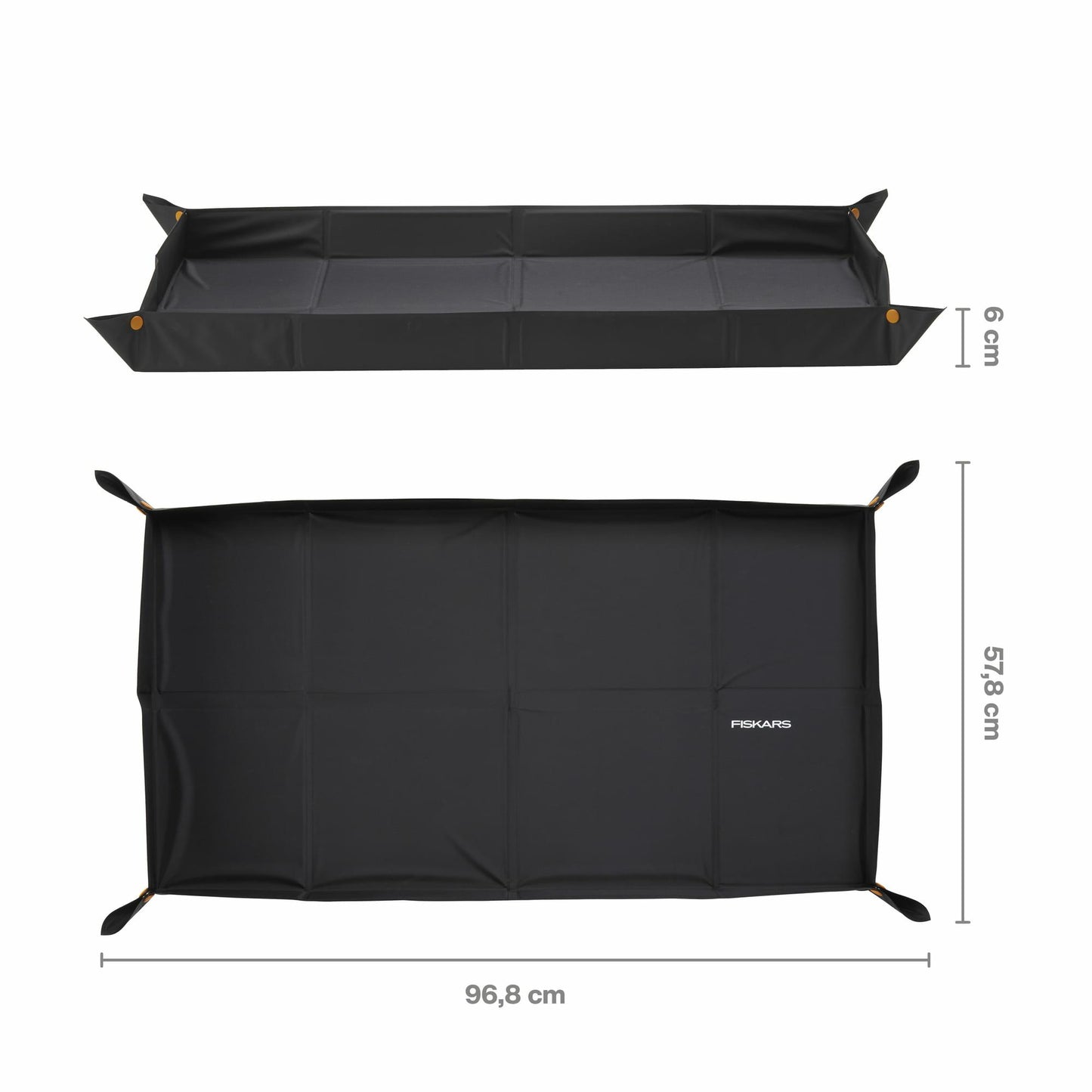 FISKARS Tapete para Plantar y trasplantar, Plegable, Borde Alto, Adecuado para trasplante, 82,5 x 44,5 cm, Negro, 1071304