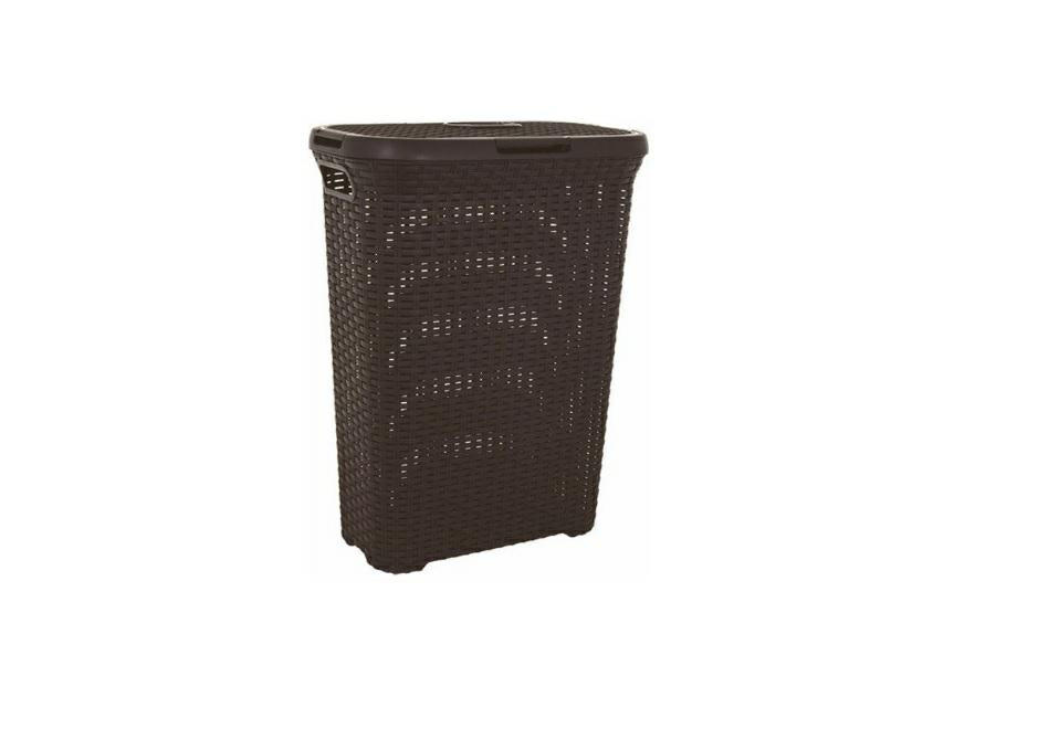 Curver Cesta De Ropa con Tapa Natural Style, Marrón, 40 l