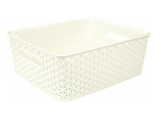 Curver - Cesta Organizadora Multiusos MyStyle M 13L con Asas - Color Blanco Vintage (196852)