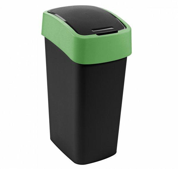 CURVER 02171 – 847 – 00 Multiusos para Papelera Flip 25L en Negro/Verde, plástico, 34 x 26 x 47 cm