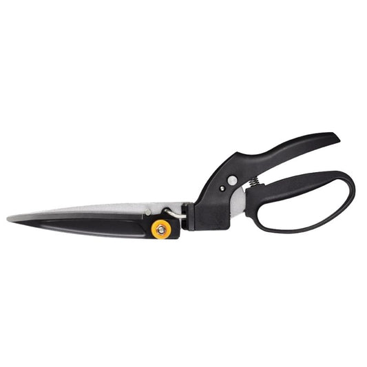 Fiskars SmartFit 1023632 - Tijeras para corte de césped GS40, Ángulo de corte ajustable (180°), longitud: 35.5 cm, Acero/Plástico, color Negro/Naranja