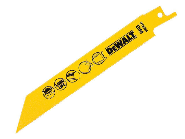 DeWalt DT2384-QZ - Hoja de sierra de sable bi-metal, longitud de 152 mm, paso de diente de 1, 4 mm, para corte en metal, chapa, tuberías y perfiles