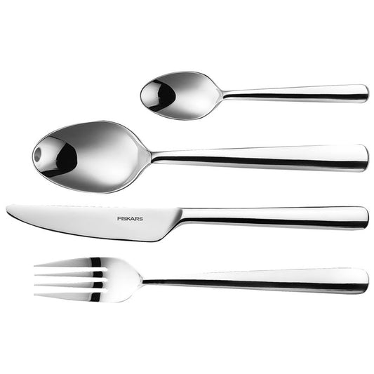 Fiskars Set de cubertería, 16 unidades, Acero de calidad, Plata/Mate, Functional Form, 1002958