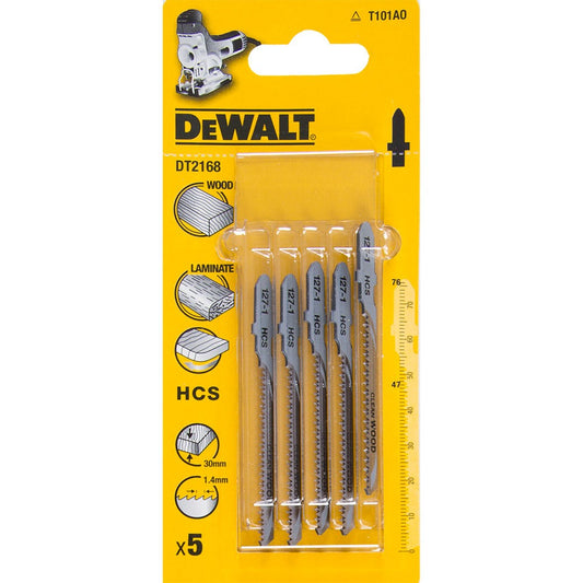 DeWalt DT2168-QZ - Hoja de sierra de calar HCS, longitud de 76 mm, paso de diente de 1,4 mm, para cortes curvos finos en madera, aglomerado, contrachapado, laminado y plástico