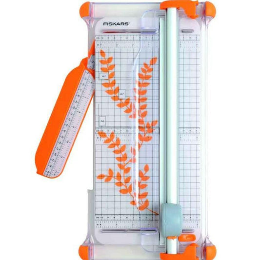 Fiskars Cizalla rotatoria portátil, A4, con guía de la línea de corte, 1003921