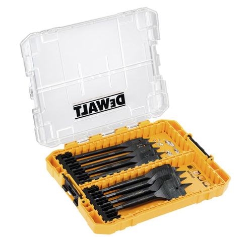 DeWalt DT70751-QZ DT70751-QZ-Tough Case Mediana con 9 Brocas de Pala para Madera. Ø 12, 14, 16, 18, 20, 22, 25, 28, 32 mm (Env. 9 Ud.)