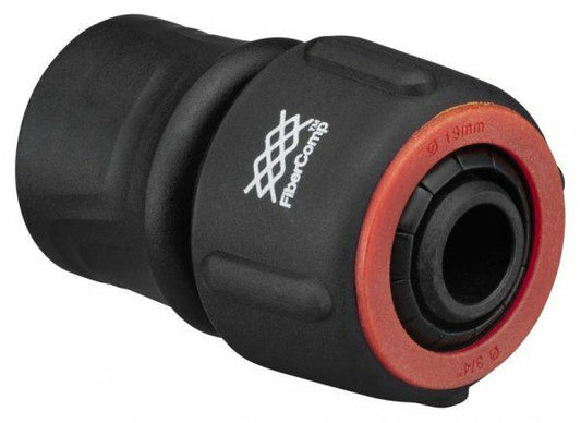 Fiskars Conector de manguera, Tamaño universal, Ø 19 mm (3/4"), FiberComp, 40 g, Negro/Rojo, FLOW, 1054787