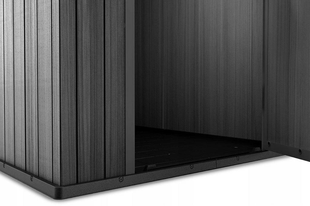 KETER Darwin 4x6 Caseta de jardín, 125.8 x 184.5 x 205 cm y 2.2 m2, Suelo, Sistema de ventilación, Puerta y Ventana, Resistente al Agua, Color Gris