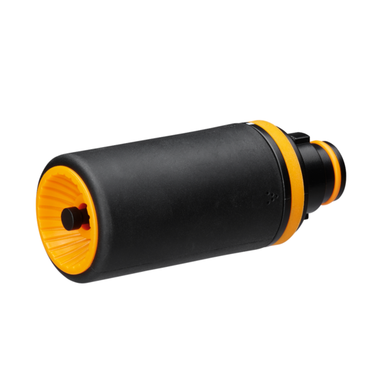 Fiskars Cabezal de pistola para mangueras múltiples, 2 funciones, Con chorro y chorro de aclarado, Flujo infinitamente variable, Tamaño universal, Negro/Naranja, 1059236
