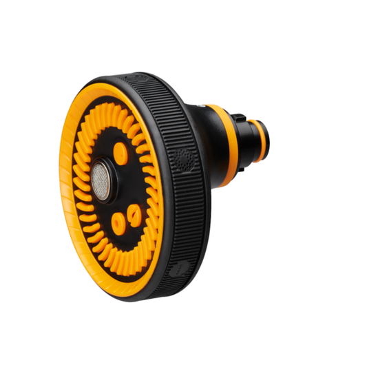 Fiskars Cabezal de pistola para cabezales de ducha Multi, 5 funciones, Flujo infinitamente variable, Tamaño universal, Negro/naranja, 1059238