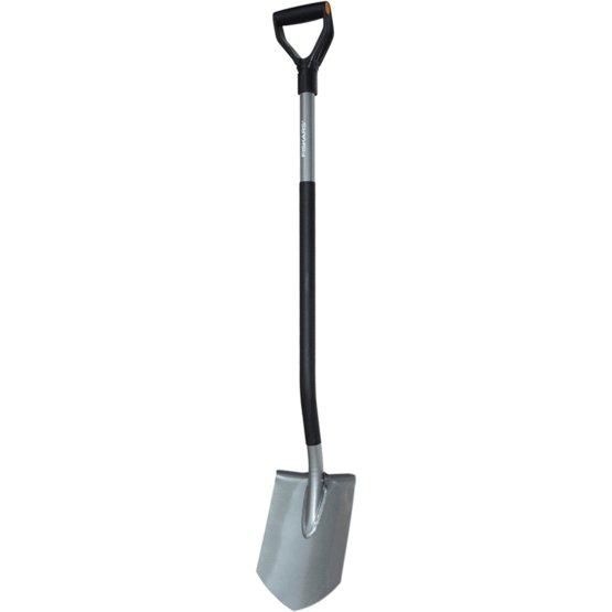 Fiskars Pala de jardinería para Suelos Duros y pedregosos, Puntiaguda, Acero de Boro, ergonómica, Plata, 125,5 x 14,5 x 5 cm