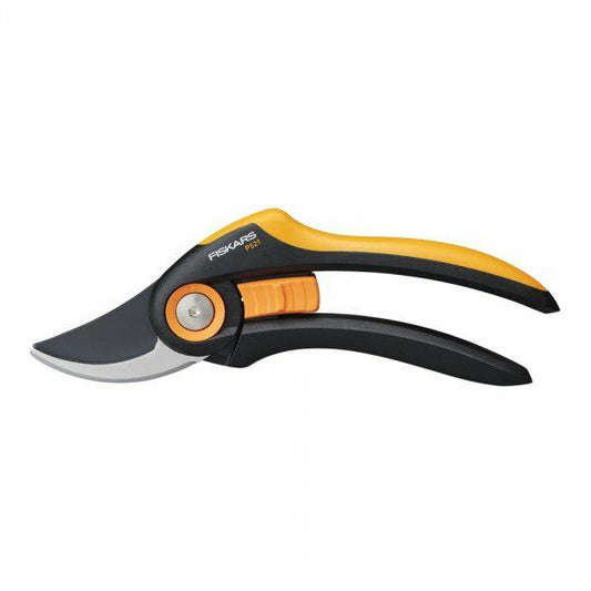 Fiskars Tijeras de jardín Plus, P521, Para ramas frescas y ramitas, Recubrimiento antiadherente, Cuchillas de acero inoxidable, Longitud: 20,1 cm, Negro/Naranja, 1057167