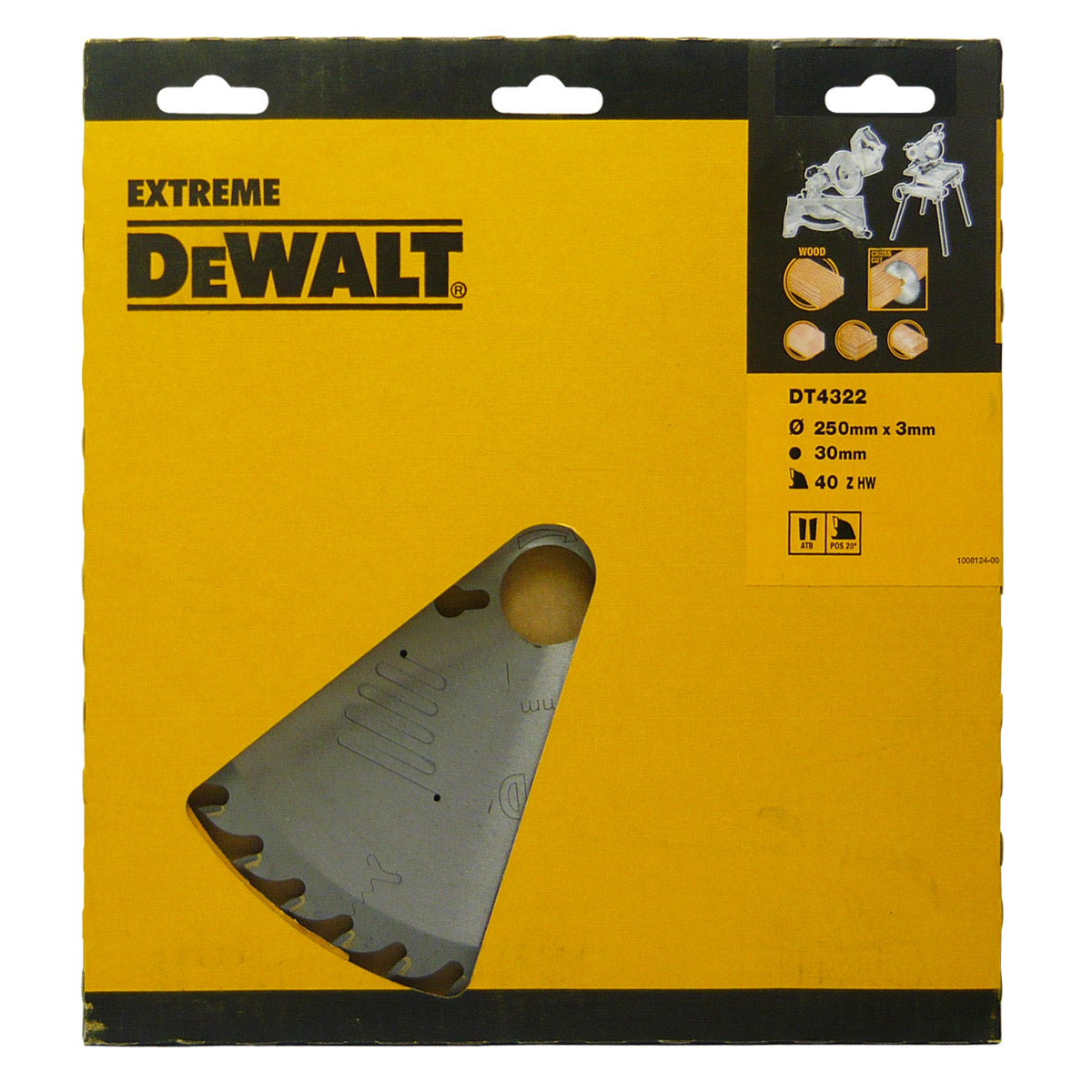 DeWalt DT4322-QZ - Hoja para sierra circular estacionaria 250 x 30 mm, 40D ATB +10º