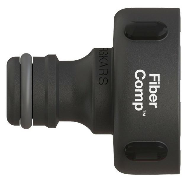 Fiskars Conector de grifo, Para grifos de agua, Ø 33,3 mm (G 1"), FiberComp, Tamaño universal, 10 g, Negro/Naranja, 1027055