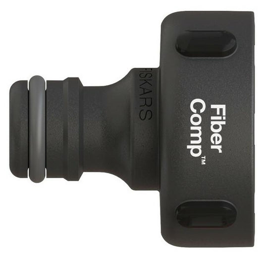 Fiskars Conector de grifo, Para grifos de agua, Ø 33,3 mm (G 1"), FiberComp, Tamaño universal, 10 g, Negro/Naranja, 1027055