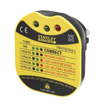 STANLEY Probador de Toma de Pared FatMax 230V con LED Indicador de Fallos Eléctricos CAT II FMHT82569-6